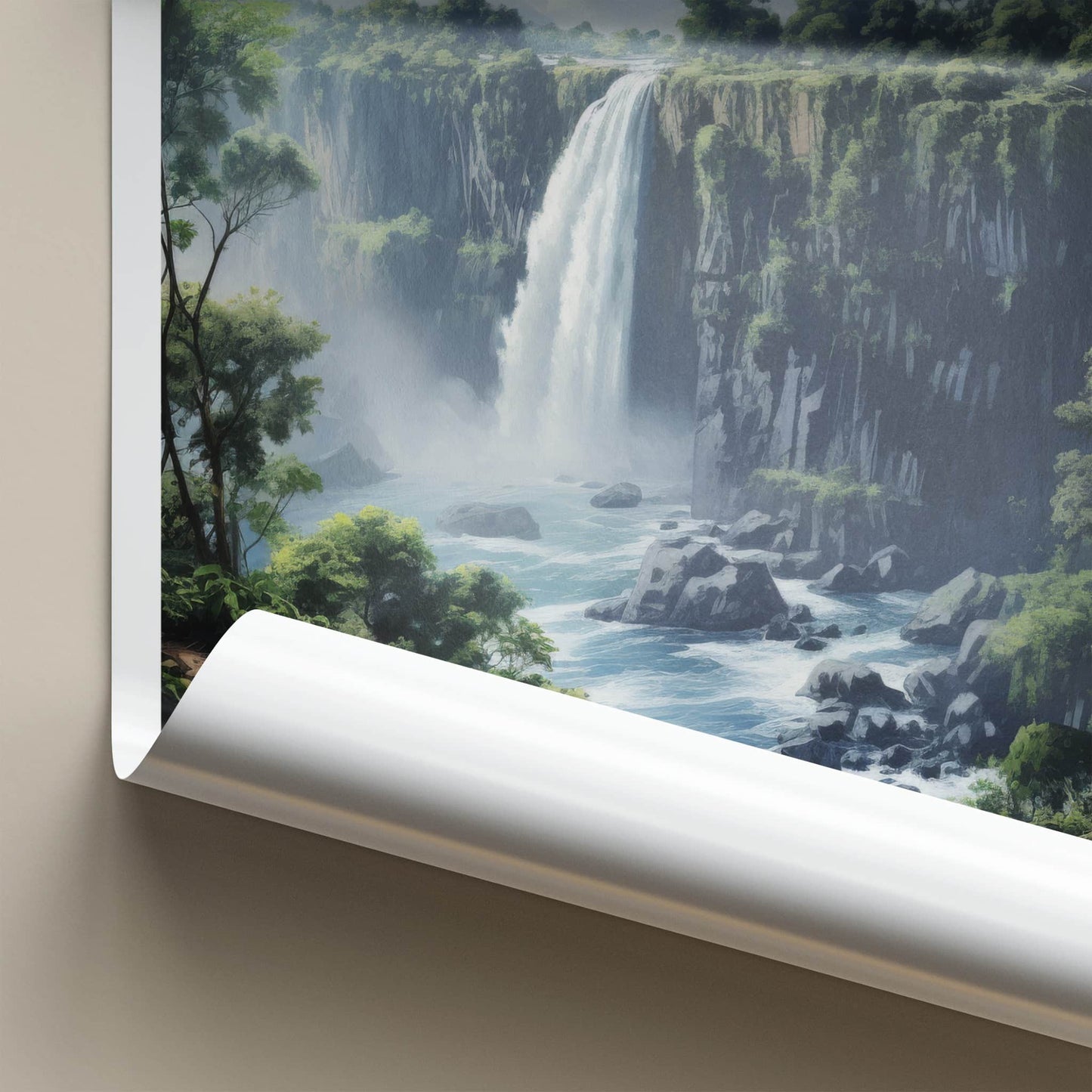 Victoria Falls Poster - Zimbabwe Travel Art - Lush Green Waterfall Home Decor