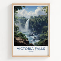 Victoria Falls Poster - Zimbabwe Travel Art - Lush Green Waterfall Home Decor