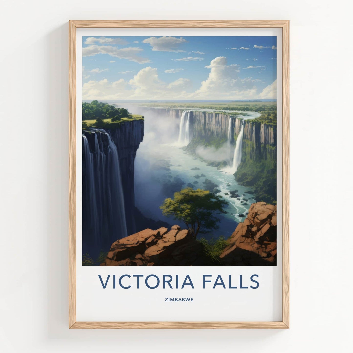 Victoria Falls Poster - Zimbabwe Travel Art - Majestic Waterfall Vista Home Decor