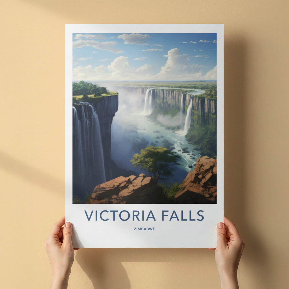 Victoria Falls Poster - Zimbabwe Travel Art - Majestic Waterfall Vista Home Decor