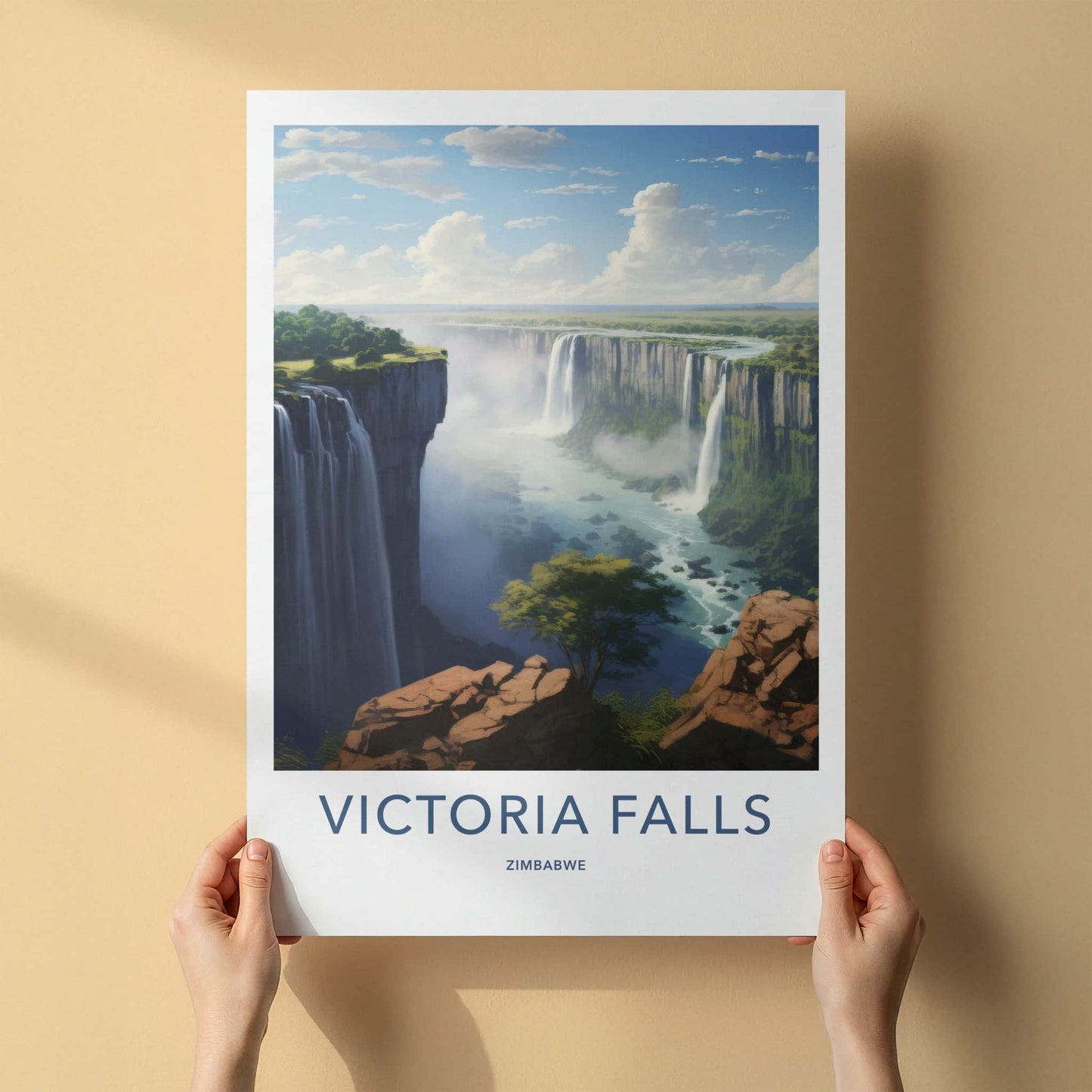 Victoria Falls Poster - Zimbabwe Travel Art - Majestic Waterfall Vista Home Decor