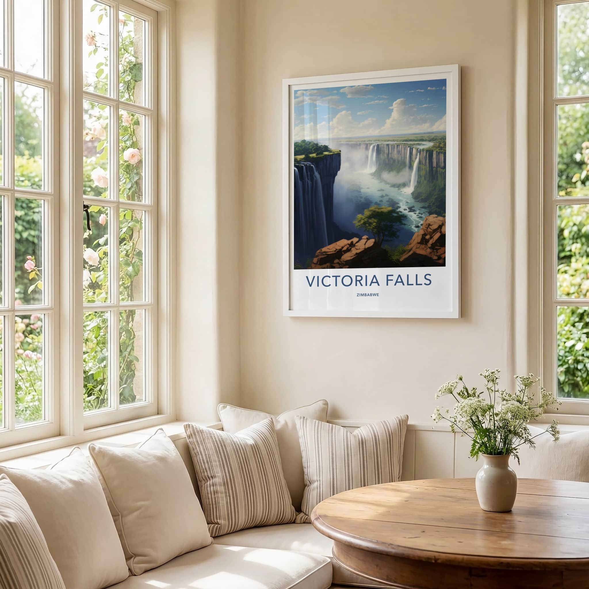 Victoria Falls Poster - Zimbabwe Travel Art - Majestic Waterfall Vista Home Decor