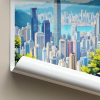 Victoria Harbour Poster - China Travel Art - Dynamic City Skyline Harbor Home Decor
