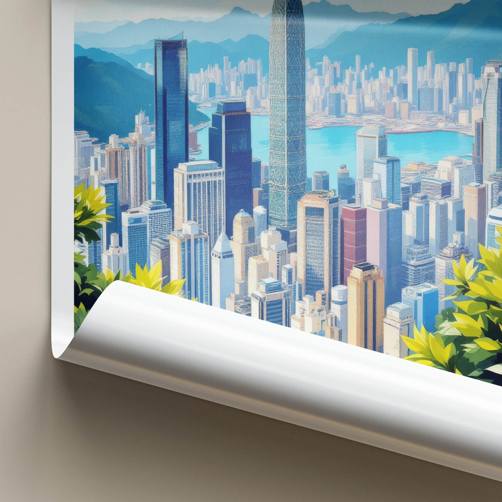 Victoria Harbour Poster - China Travel Art - Dynamic City Skyline Harbor Home Decor