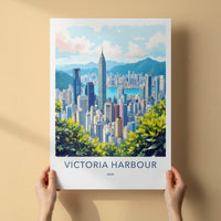 Victoria Harbour Poster - China Travel Art - Dynamic City Skyline Harbor Home Decor