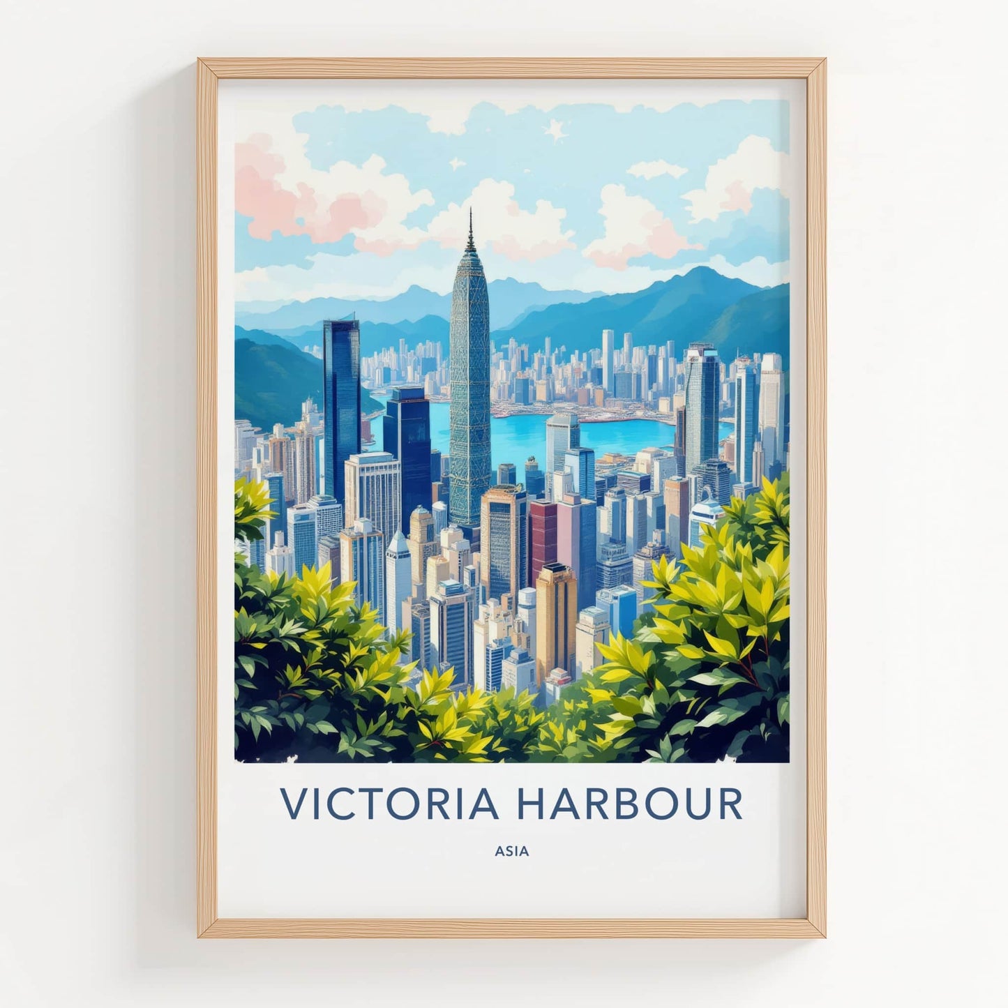 Victoria Harbour Poster - China Travel Art - Dynamic City Skyline Harbor Home Decor