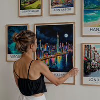 Victoria Harbour Poster - Hong Kong Art Print - Vibrant City Lights Home Decor