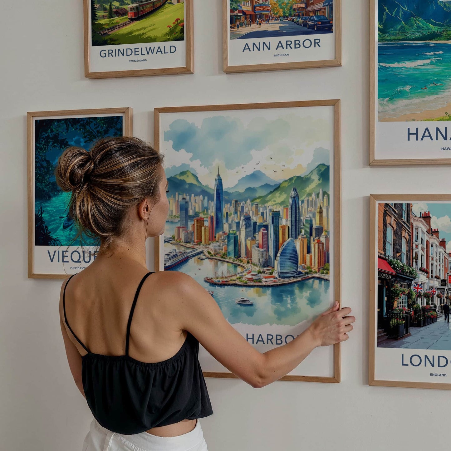 Victoria Harbour Poster - Hong Kong Travel Art - Vibrant City Harbor Home Decor