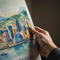 Victoria Harbour Poster - Hong Kong Travel Art - Vibrant City Harbor Home Decor