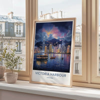 Victoria Harbour Poster - Hong Kong Travel Art - Vibrant City Night Home Decor