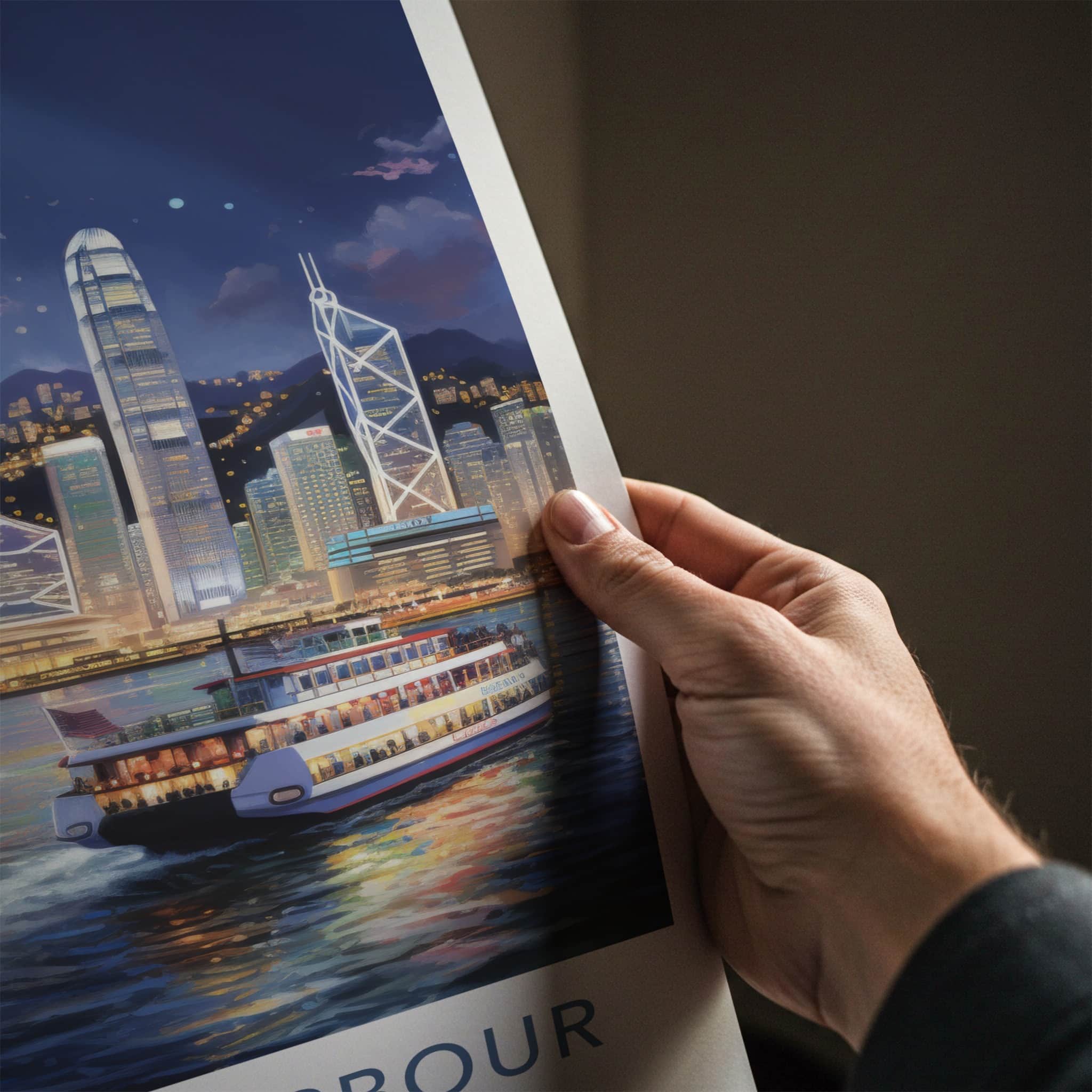 Victoria Harbour Poster - Hong Kong Wall Art - Vibrant City Skyline Home Decor