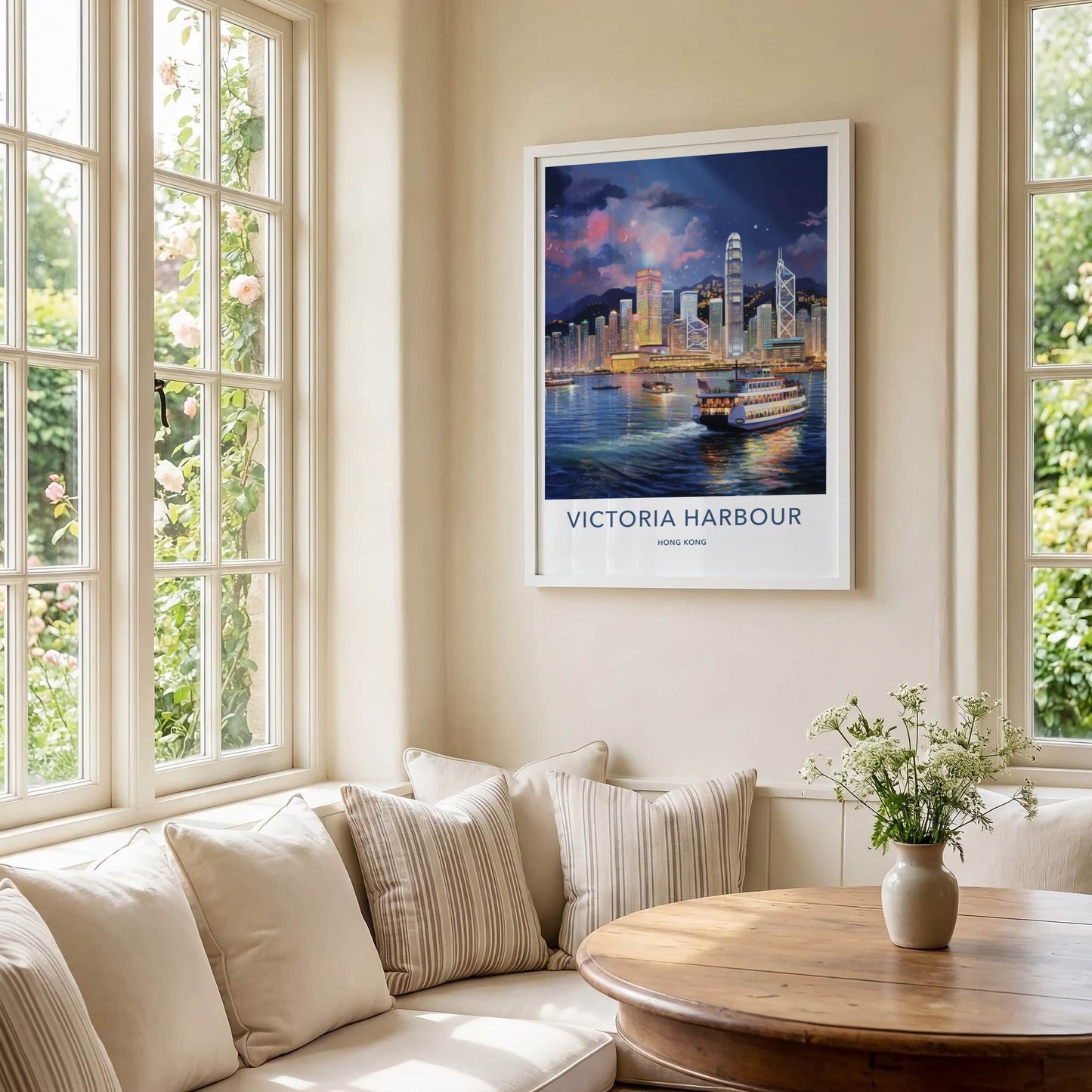 Victoria Harbour Poster - Hong Kong Wall Art - Vibrant City Skyline Home Decor