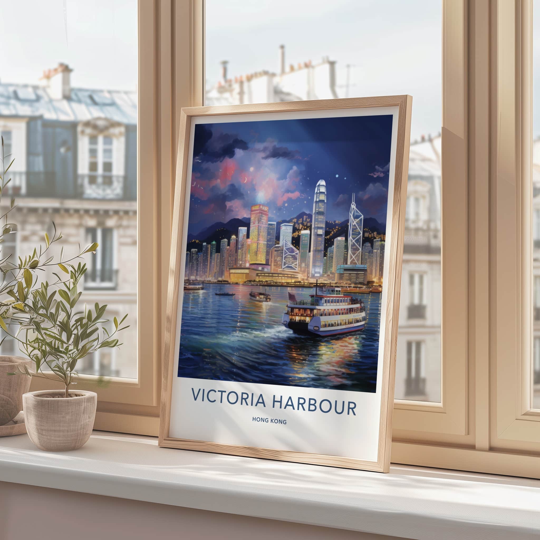 Victoria Harbour Poster - Hong Kong Wall Art - Vibrant City Skyline Home Decor