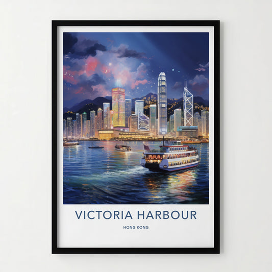 Victoria Harbour Poster - Hong Kong Wall Art - Vibrant City Skyline Home Decor