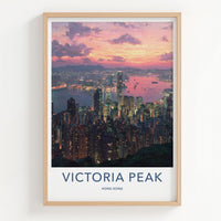 Victoria Peak Poster - Hong Kong Travel Art - Vibrant Urban Sunset Home Decor