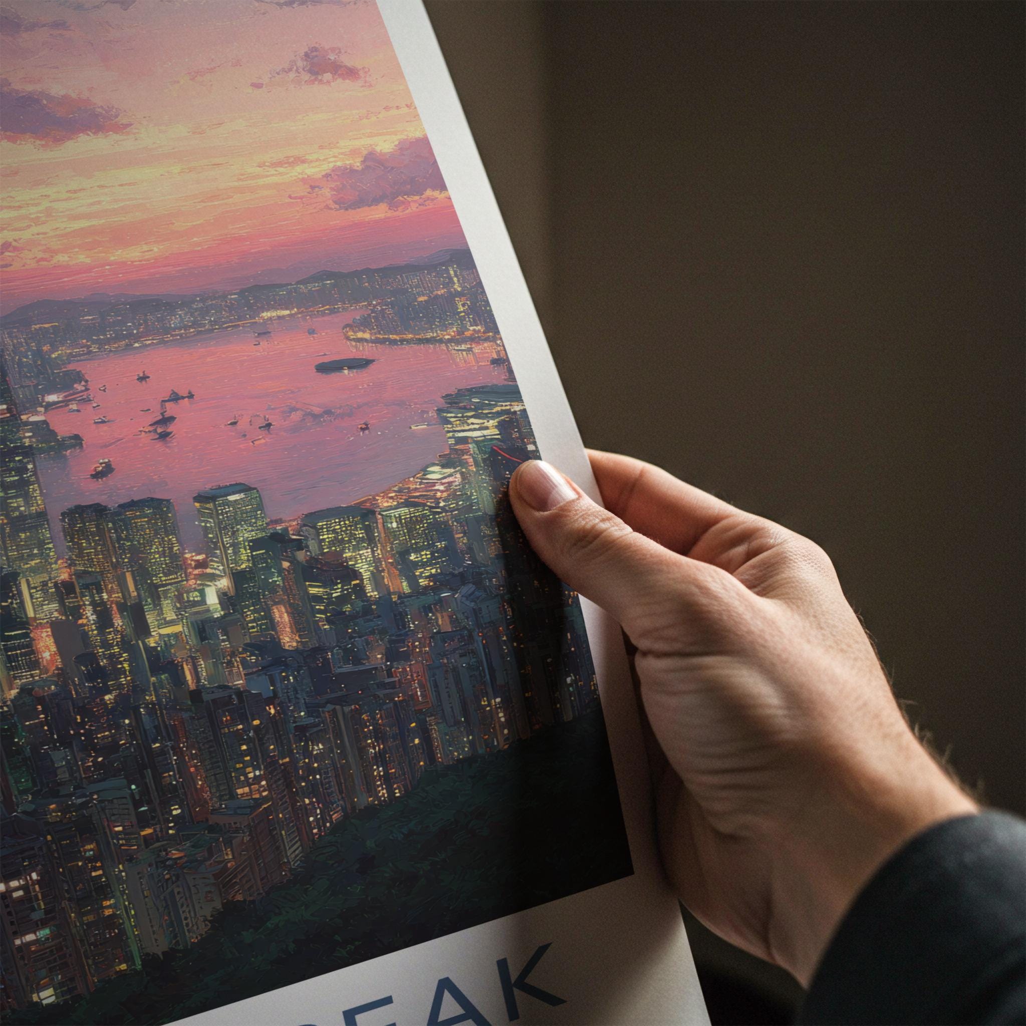 Victoria Peak Poster - Hong Kong Travel Art - Vibrant Urban Sunset Home Decor