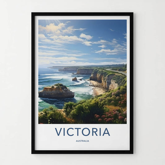 Victoria Poster - Australia Travel Art - Winding Coastal Road Home Decor