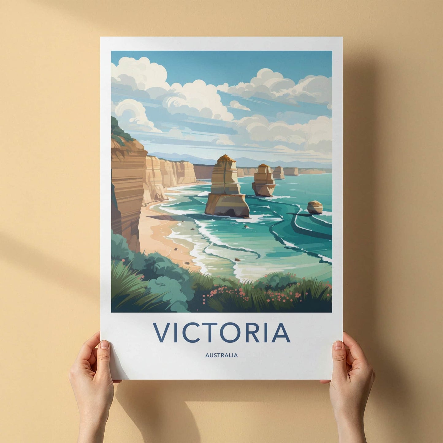 Victoria Poster - Australia Travel Print - Ocean Rock Stacks Framed Decor