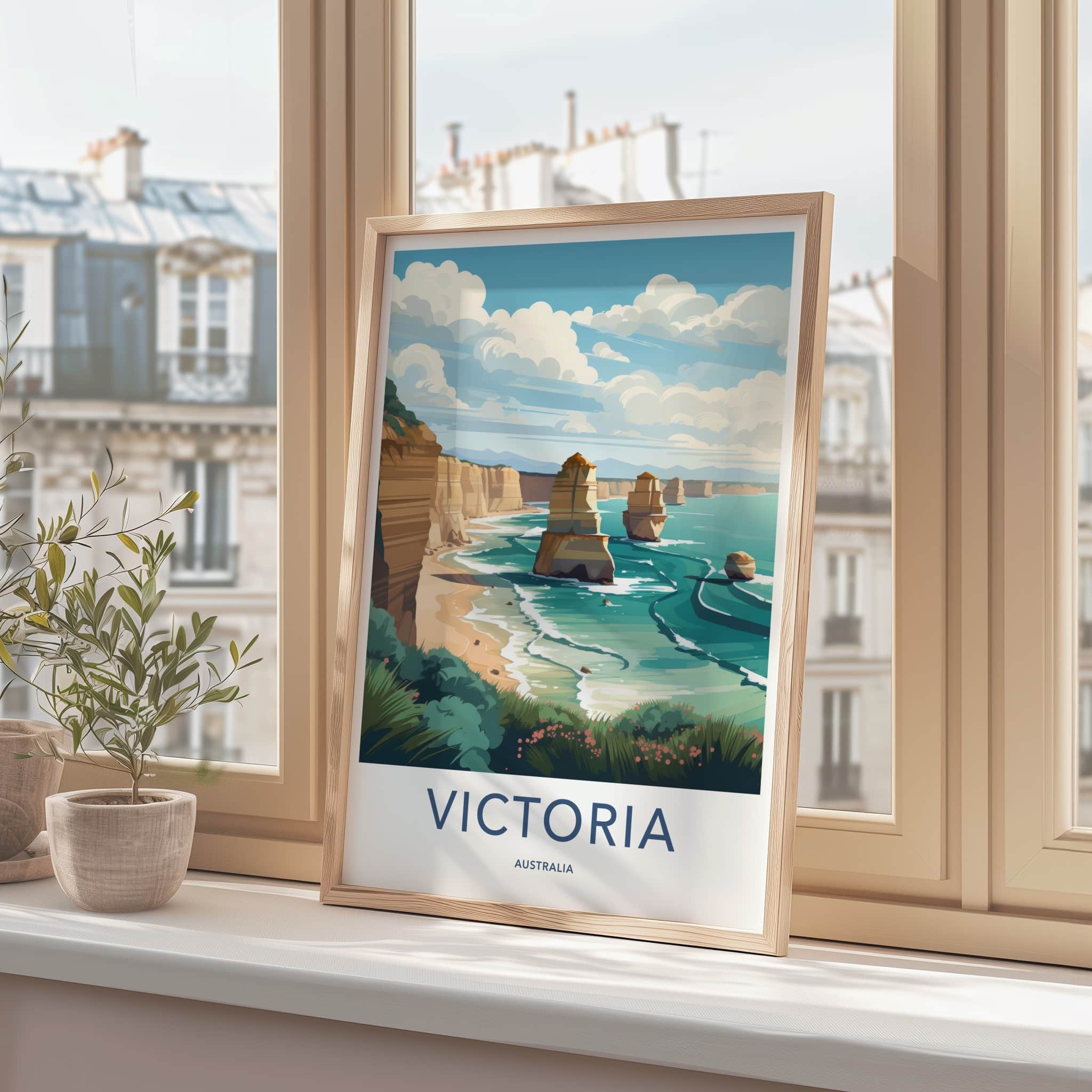 Victoria Poster - Australia Travel Print - Ocean Rock Stacks Framed Decor