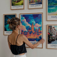 Victoria Poster - Canada Travel Art - Colorful Skyline Night Home Decor