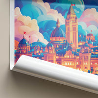Victoria Poster - Canada Travel Art - Colorful Skyline Night Home Decor