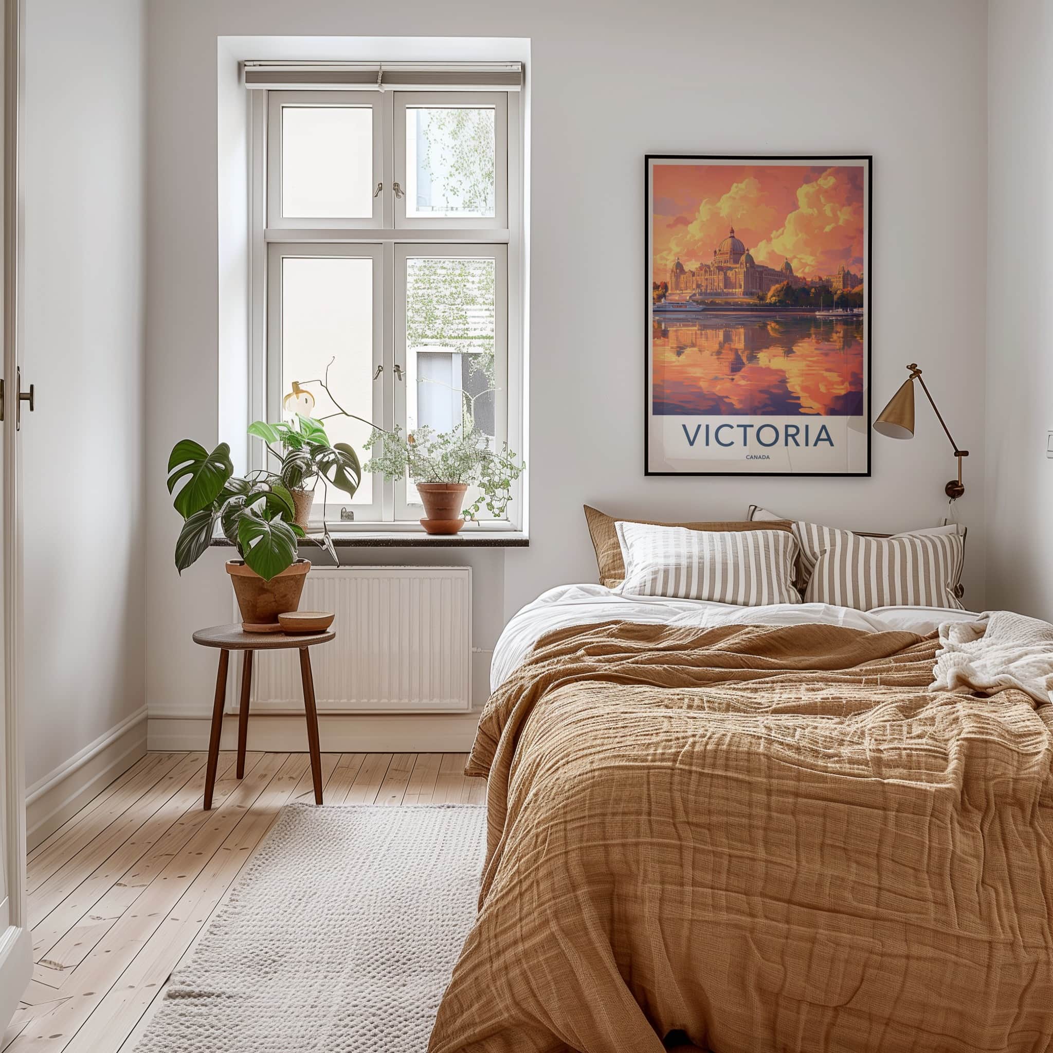 Victoria Poster - Canada Travel Art - Golden Hour Reflection Home Decor
