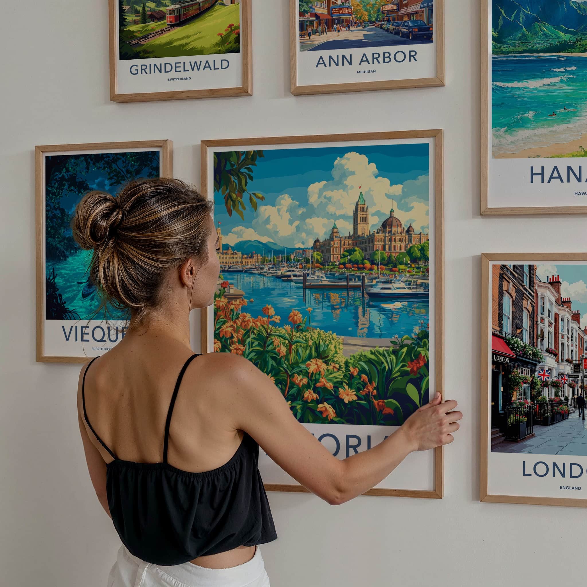 Victoria Poster - Canada Travel Art - Vibrant Harbor Panorama Home Decor