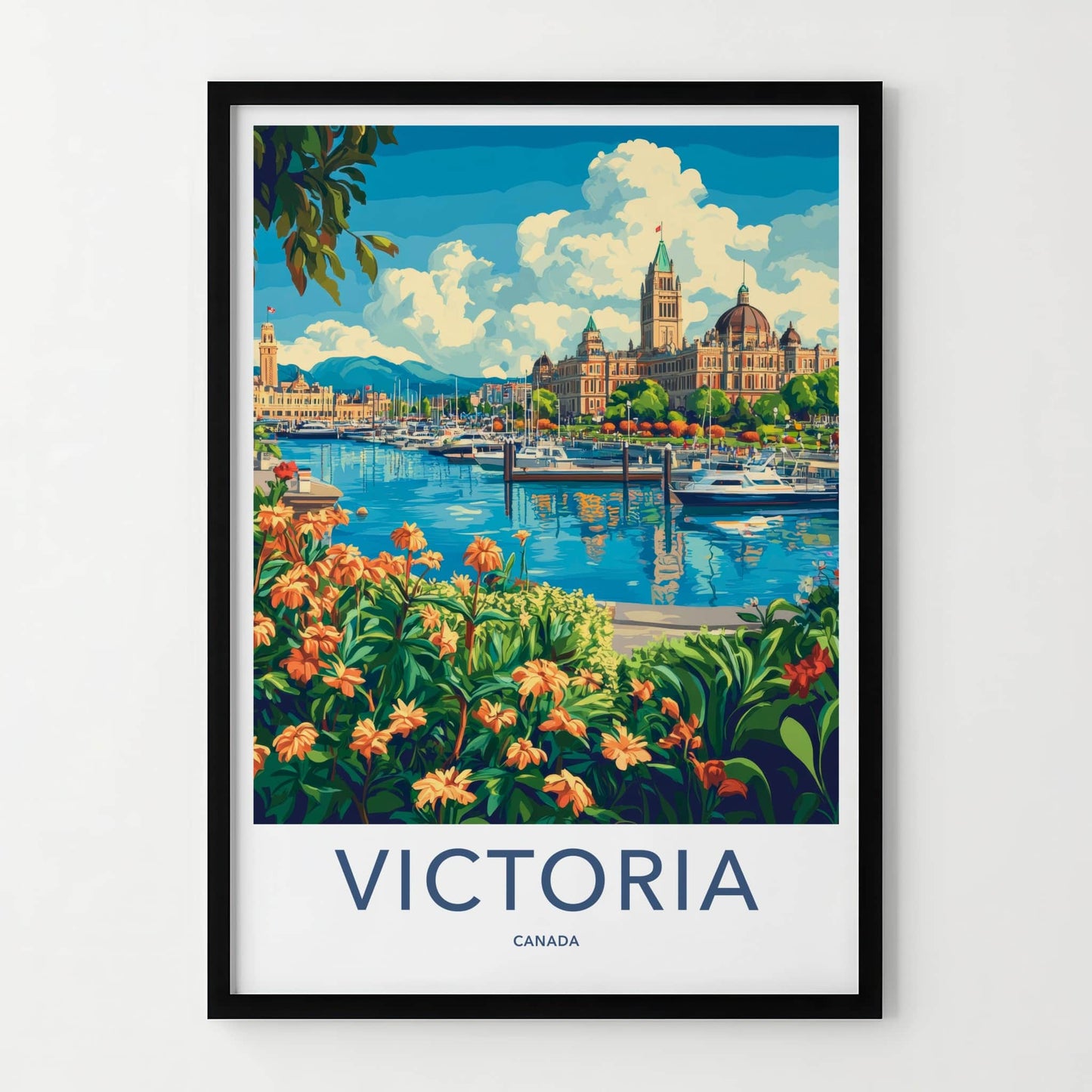 Victoria Poster - Canada Travel Art - Vibrant Harbor Panorama Home Decor