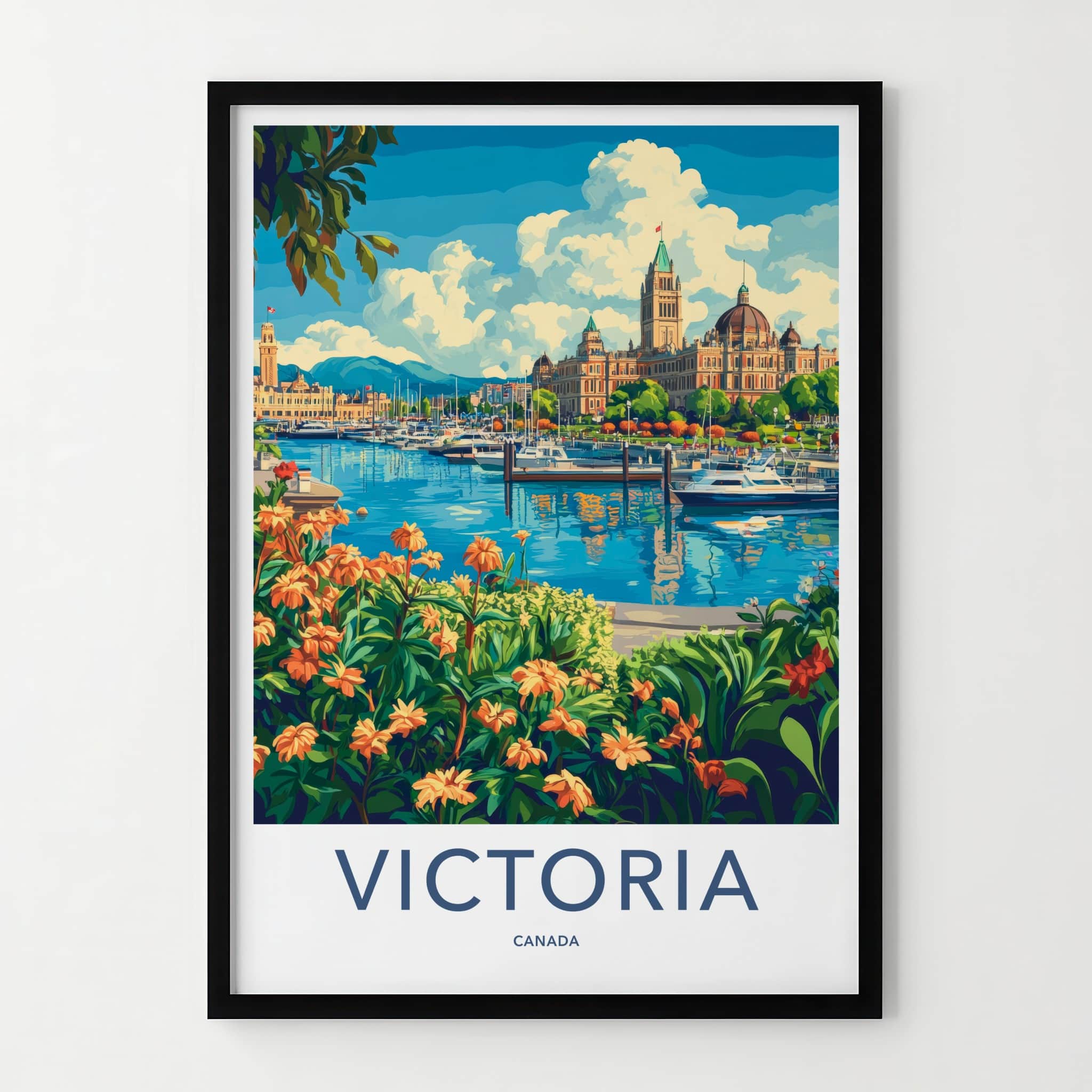Victoria Poster - Canada Travel Art - Vibrant Harbor Panorama Home Decor
