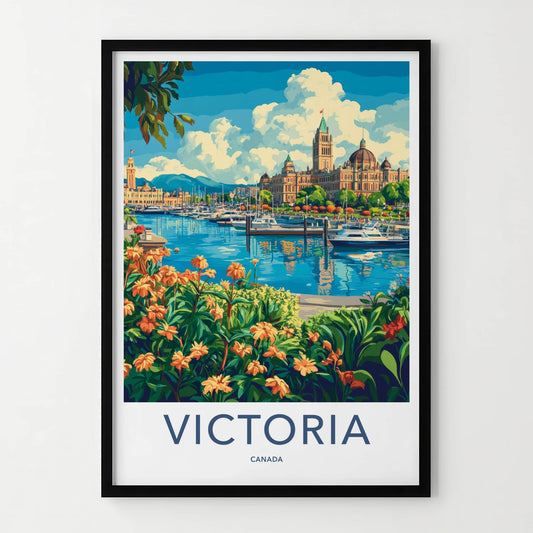 Victoria Poster - Canada Travel Art - Vibrant Harbor Panorama Home Decor