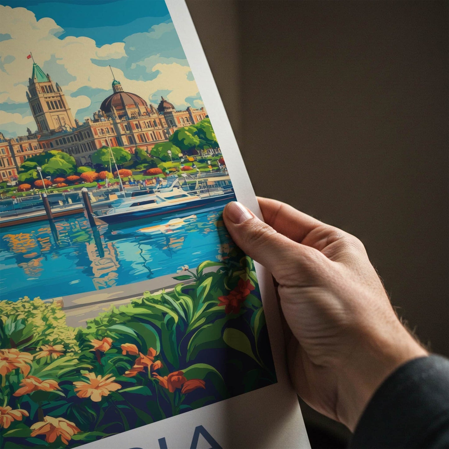 Victoria Poster - Canada Travel Art - Vibrant Harbor Panorama Home Decor