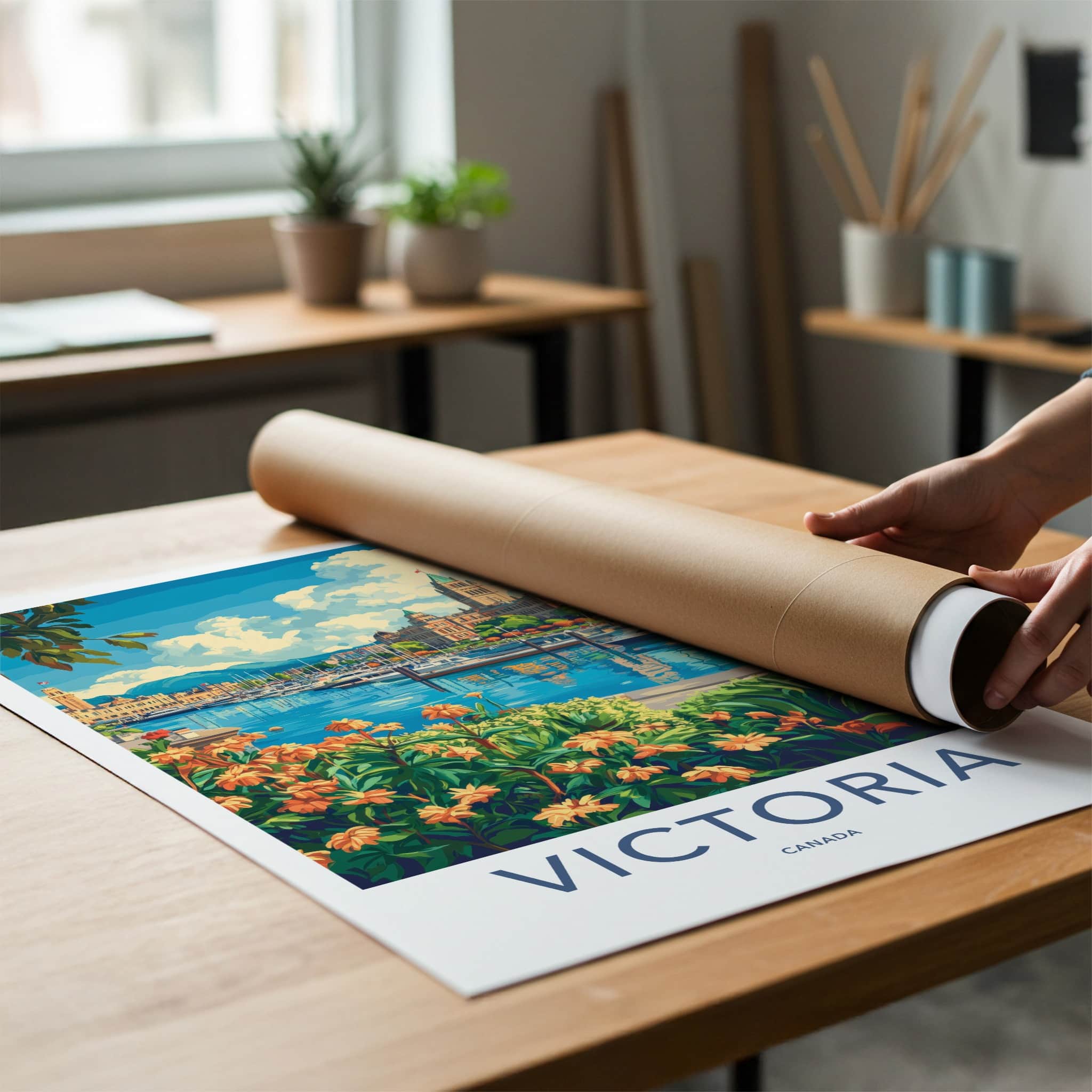 Victoria Poster - Canada Travel Art - Vibrant Harbor Panorama Home Decor
