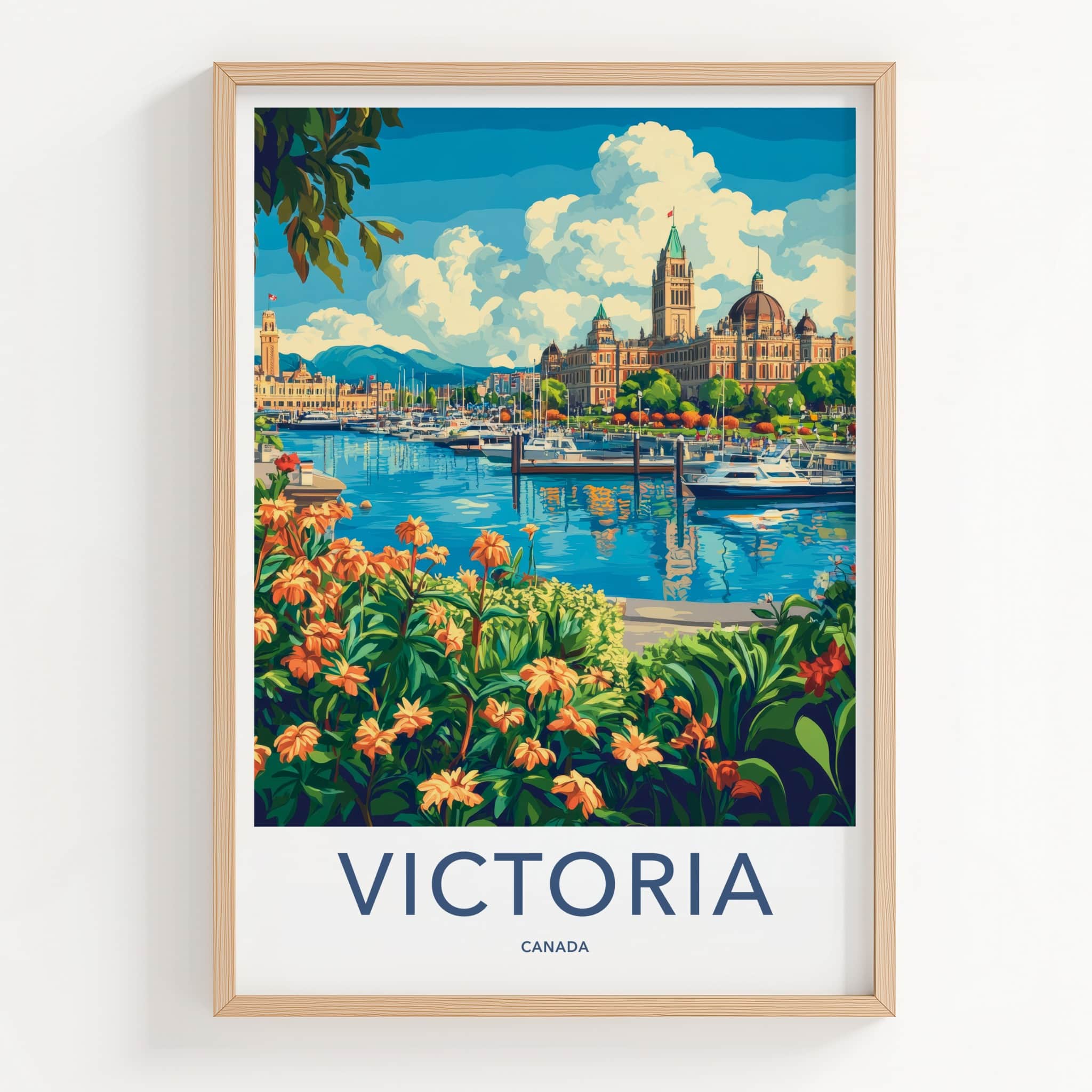 Victoria Poster - Canada Travel Art - Vibrant Harbor Panorama Home Decor