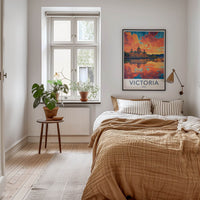 Victoria Poster - Canada Travel Art - Waterfront sunset glow Home Decor
