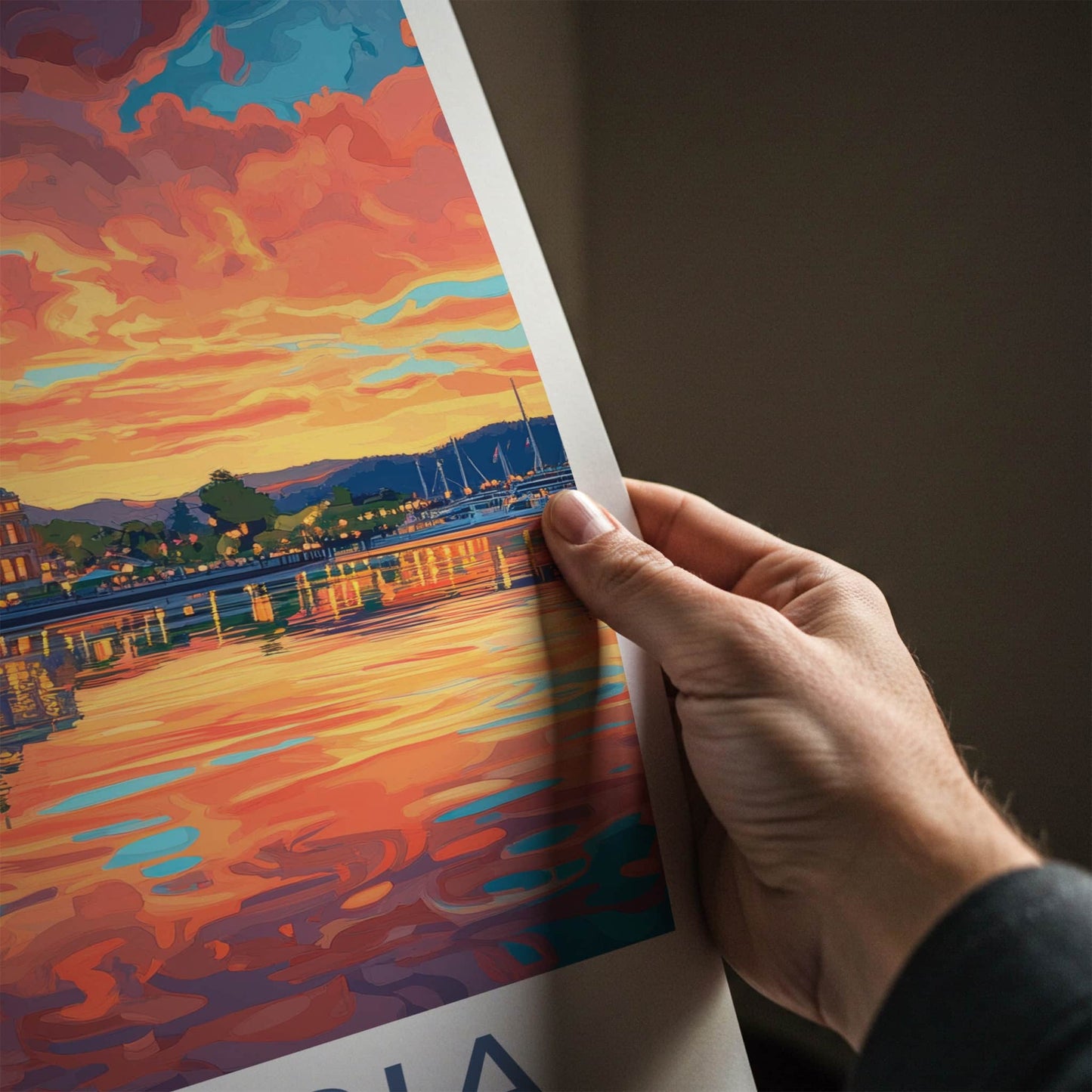 Victoria Poster - Canada Travel Art - Waterfront sunset glow Home Decor