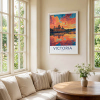 Victoria Poster - Canada Travel Art - Waterfront sunset glow Home Decor