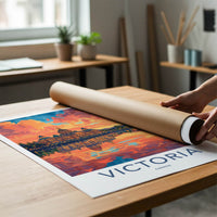 Victoria Poster - Canada Travel Art - Waterfront sunset glow Home Decor