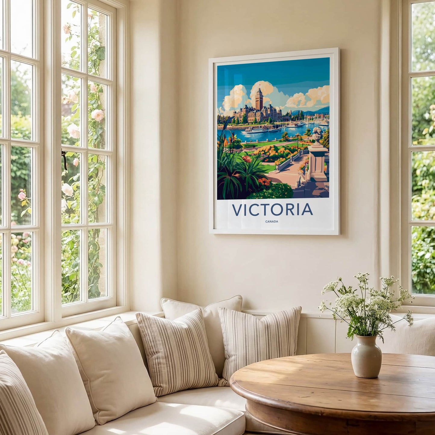 Victoria Poster - Canada Wall Art - Parliament Harbor Gardens Home Decor