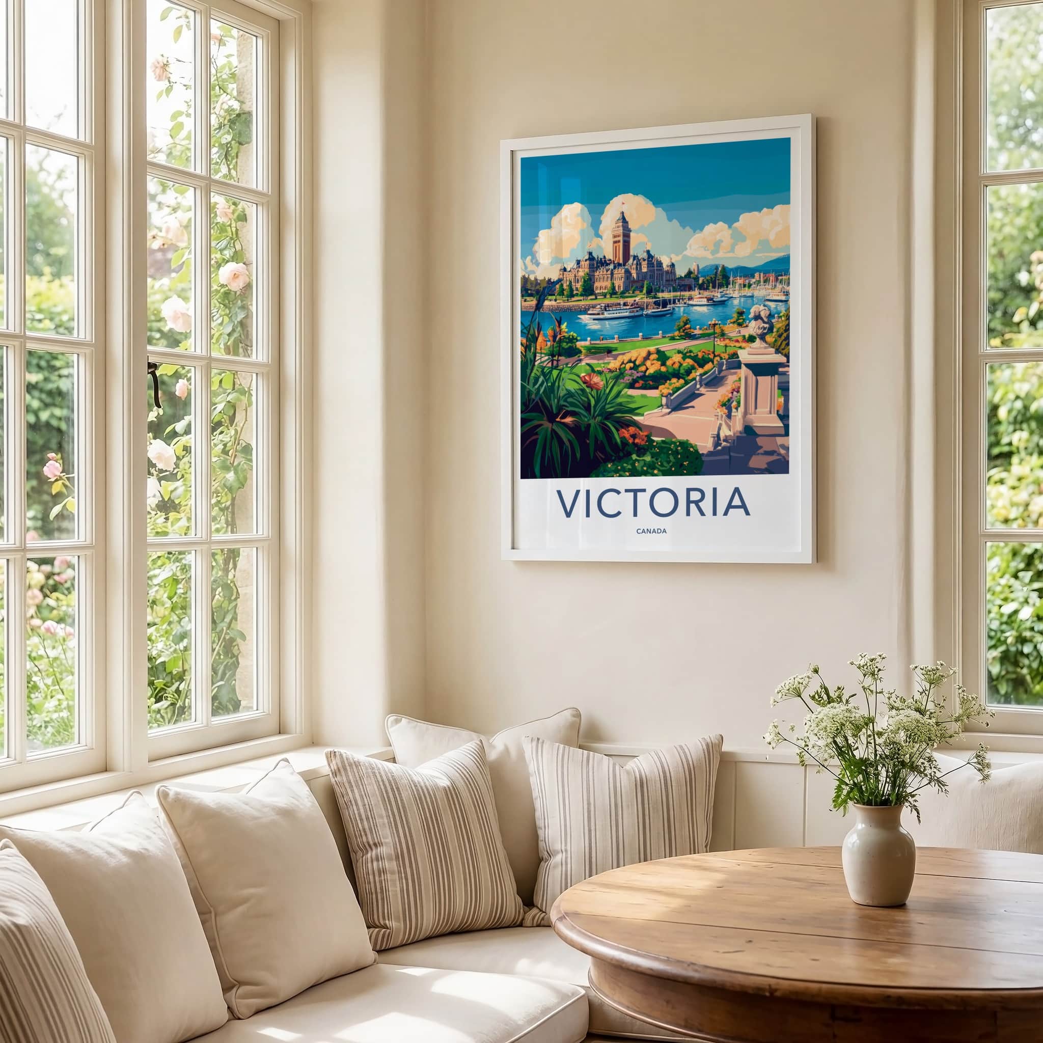 Victoria Poster - Canada Wall Art - Parliament Harbor Gardens Home Decor