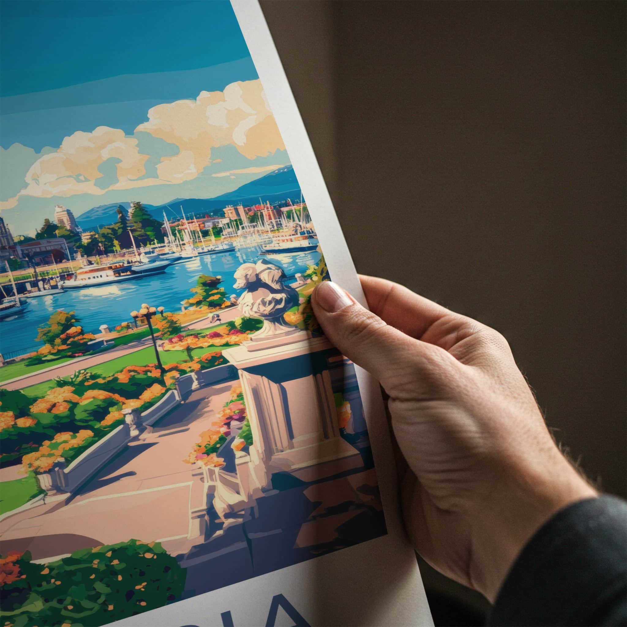 Victoria Poster - Canada Wall Art - Parliament Harbor Gardens Home Decor