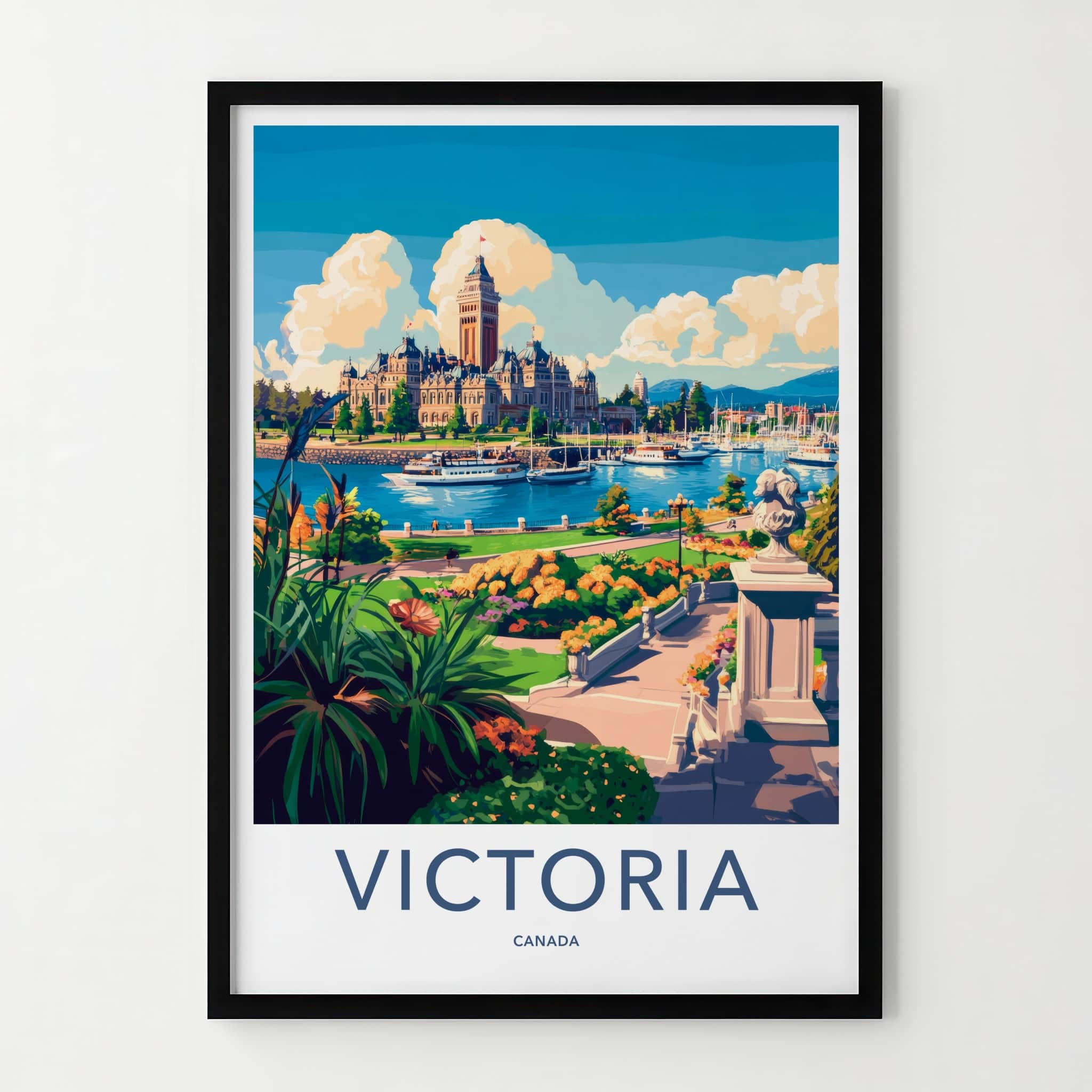 Victoria Poster - Canada Wall Art - Parliament Harbor Gardens Home Decor
