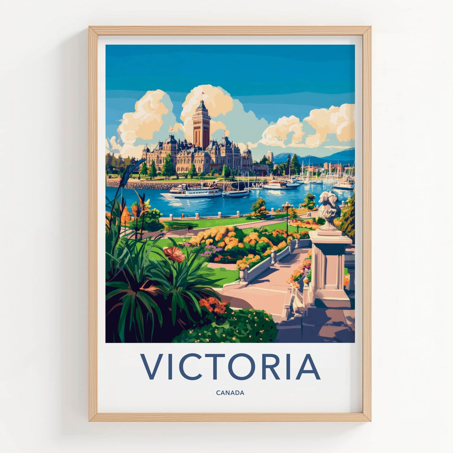 Victoria Poster - Canada Wall Art - Parliament Harbor Gardens Home Decor