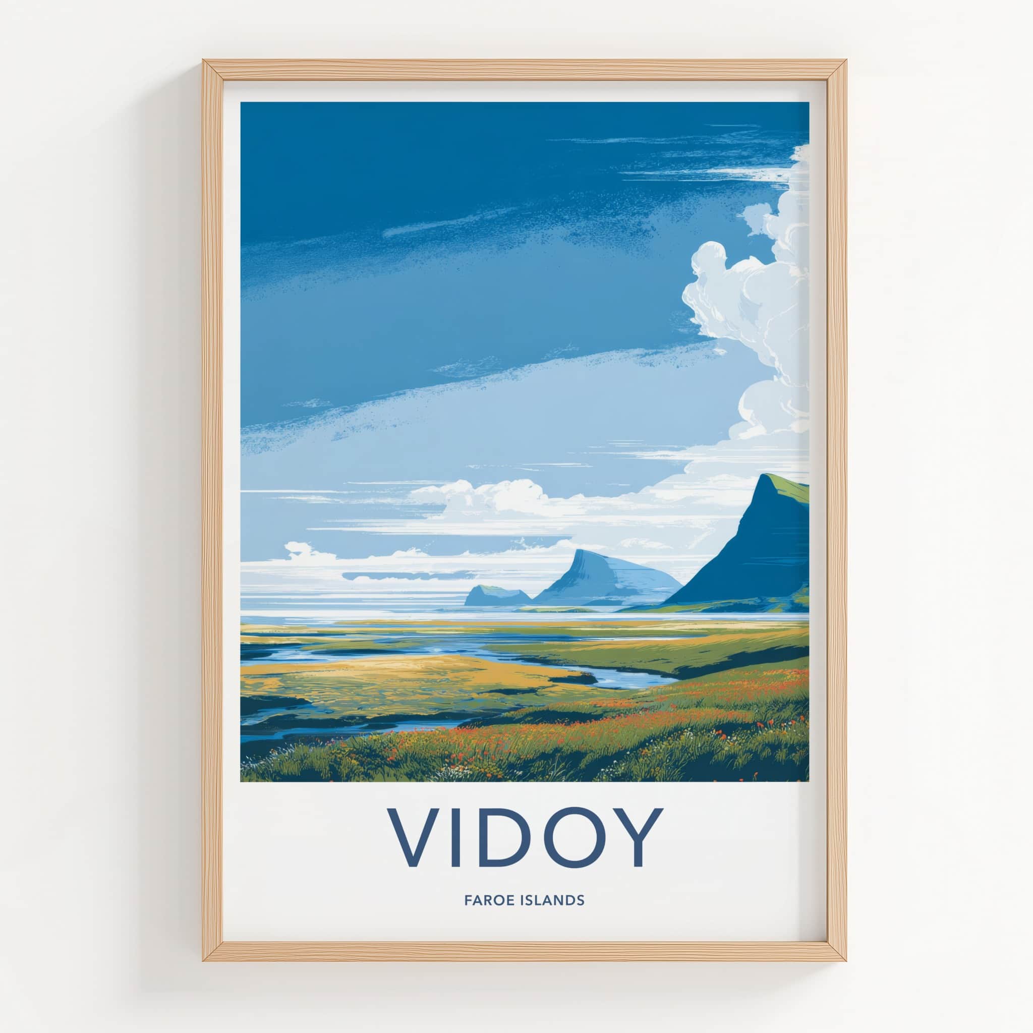 Vidoy Poster - Faroe Islands Travel Print Green Valley Home Decor