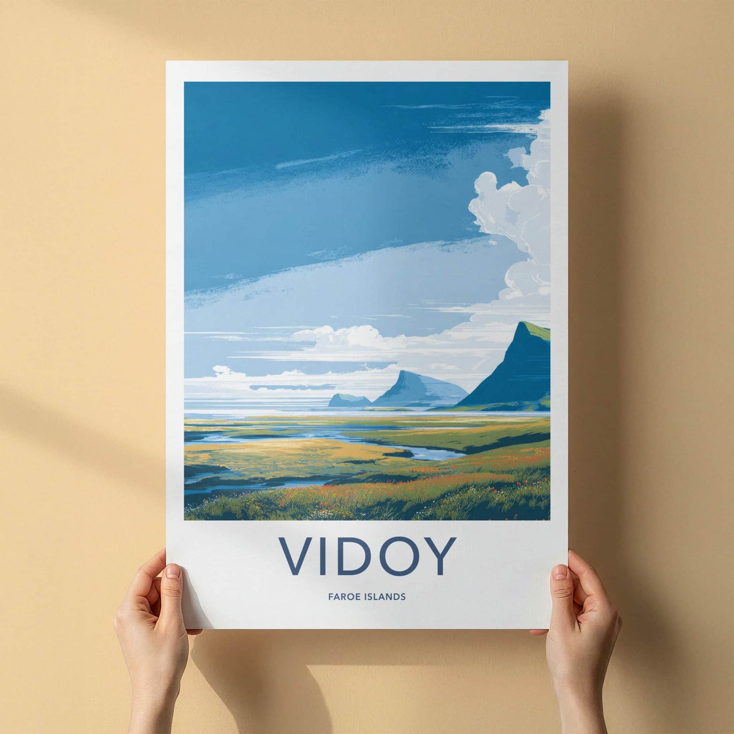 Vidoy Poster - Faroe Islands Travel Print Green Valley Home Decor
