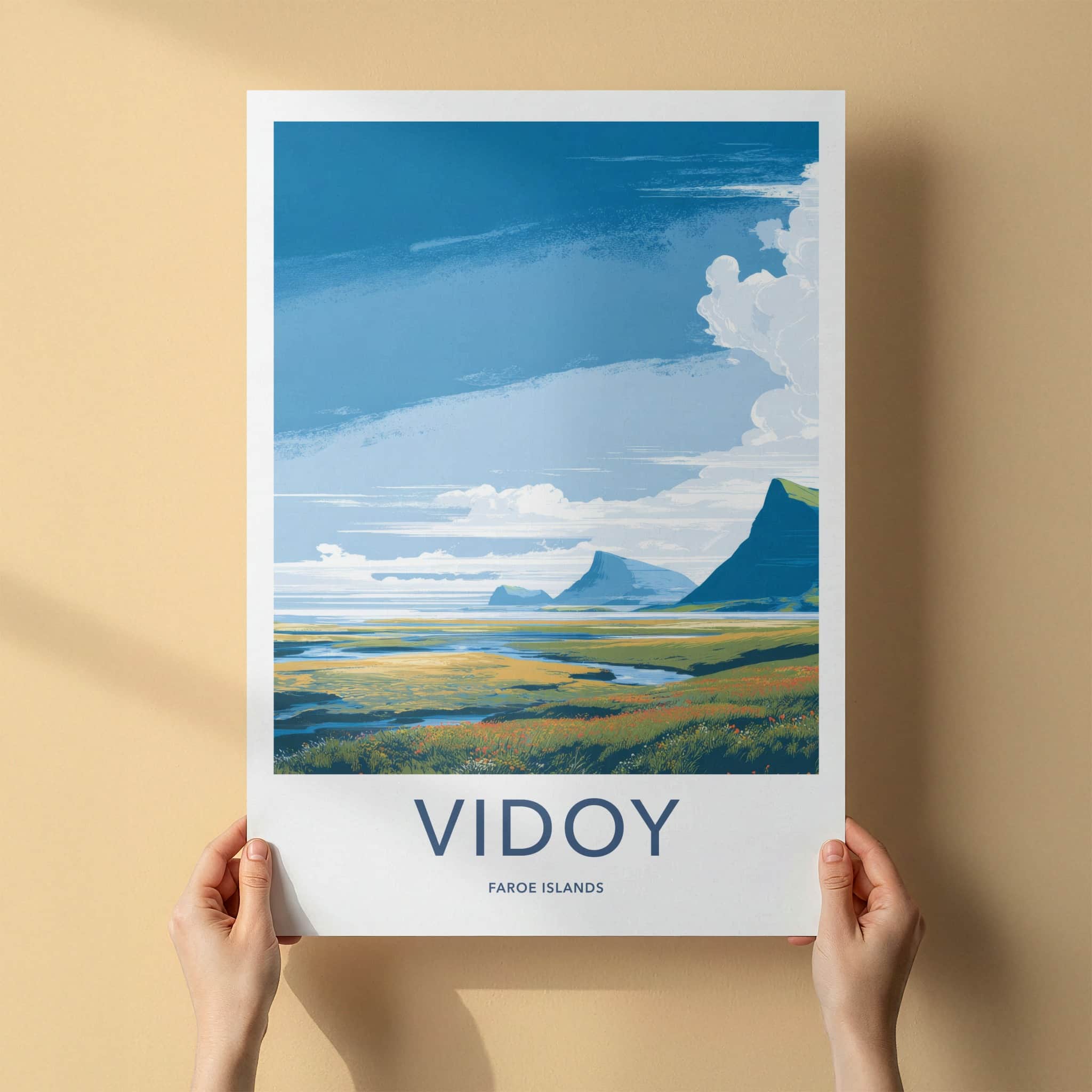 Vidoy Poster - Faroe Islands Travel Print Green Valley Home Decor