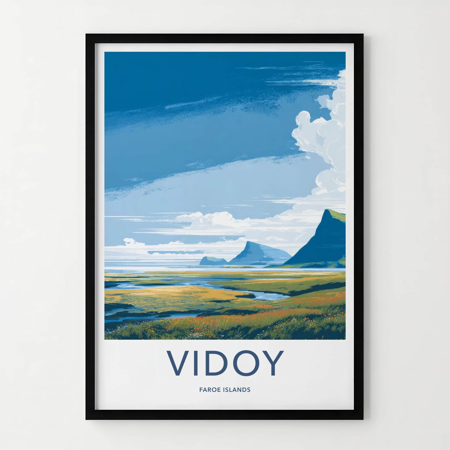 Vidoy Poster - Faroe Islands Travel Print Green Valley Home Decor