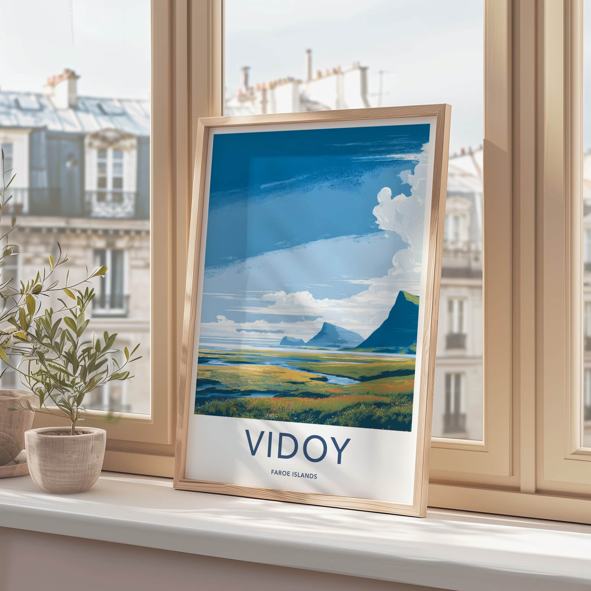 Vidoy Poster - Faroe Islands Travel Print Green Valley Home Decor