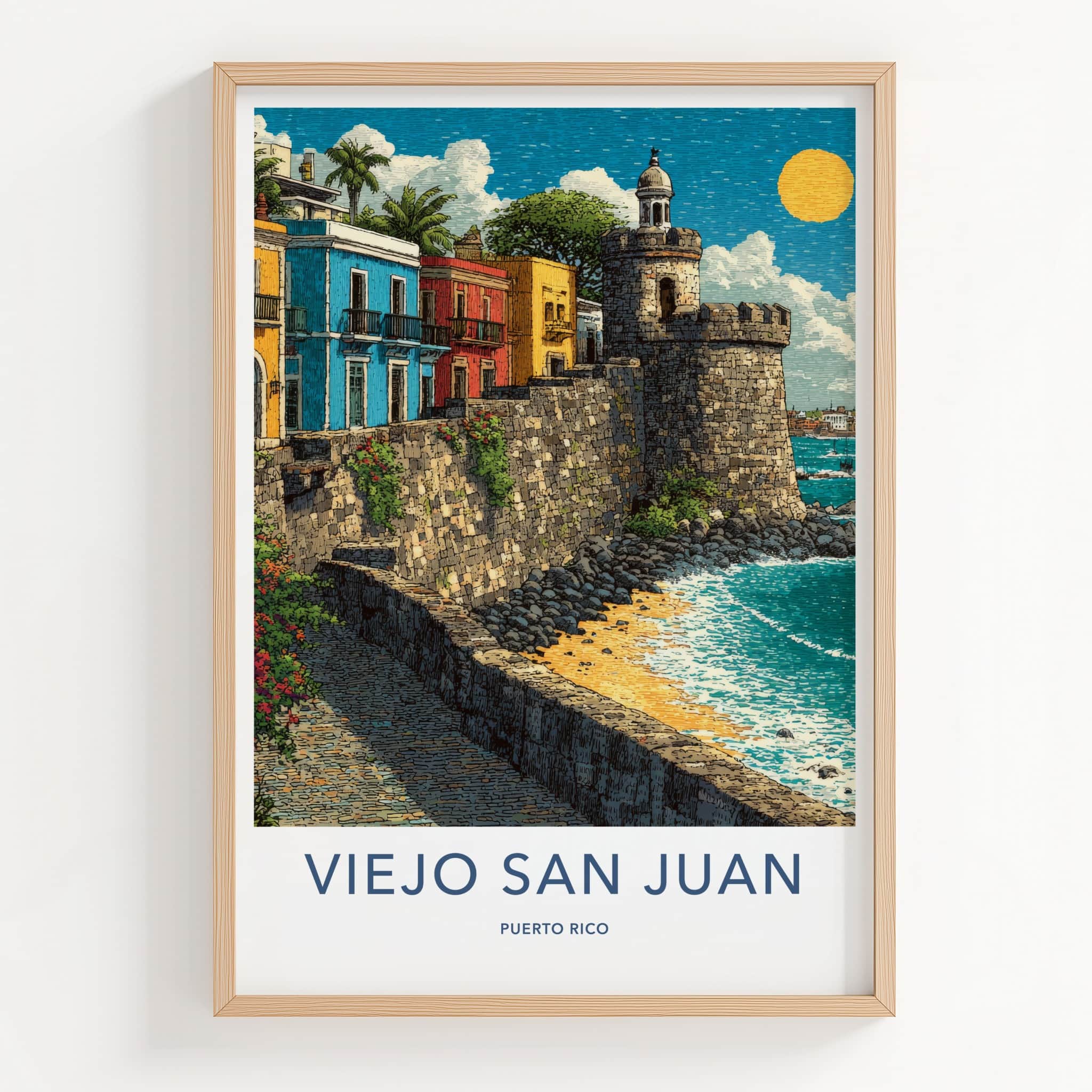 Viejo San Juan Poster Puerto Rico Coastal Fortress Wall Decor