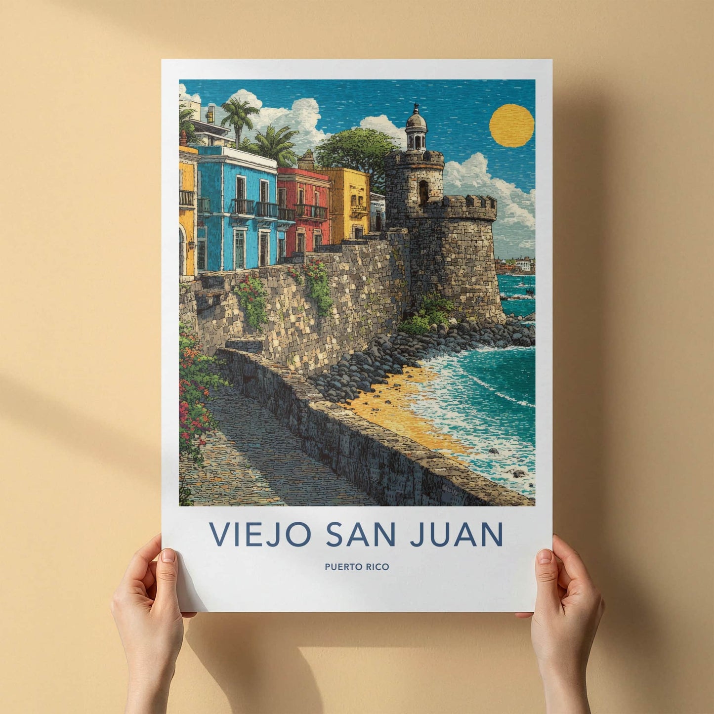 Viejo San Juan Poster Puerto Rico Coastal Fortress Wall Decor