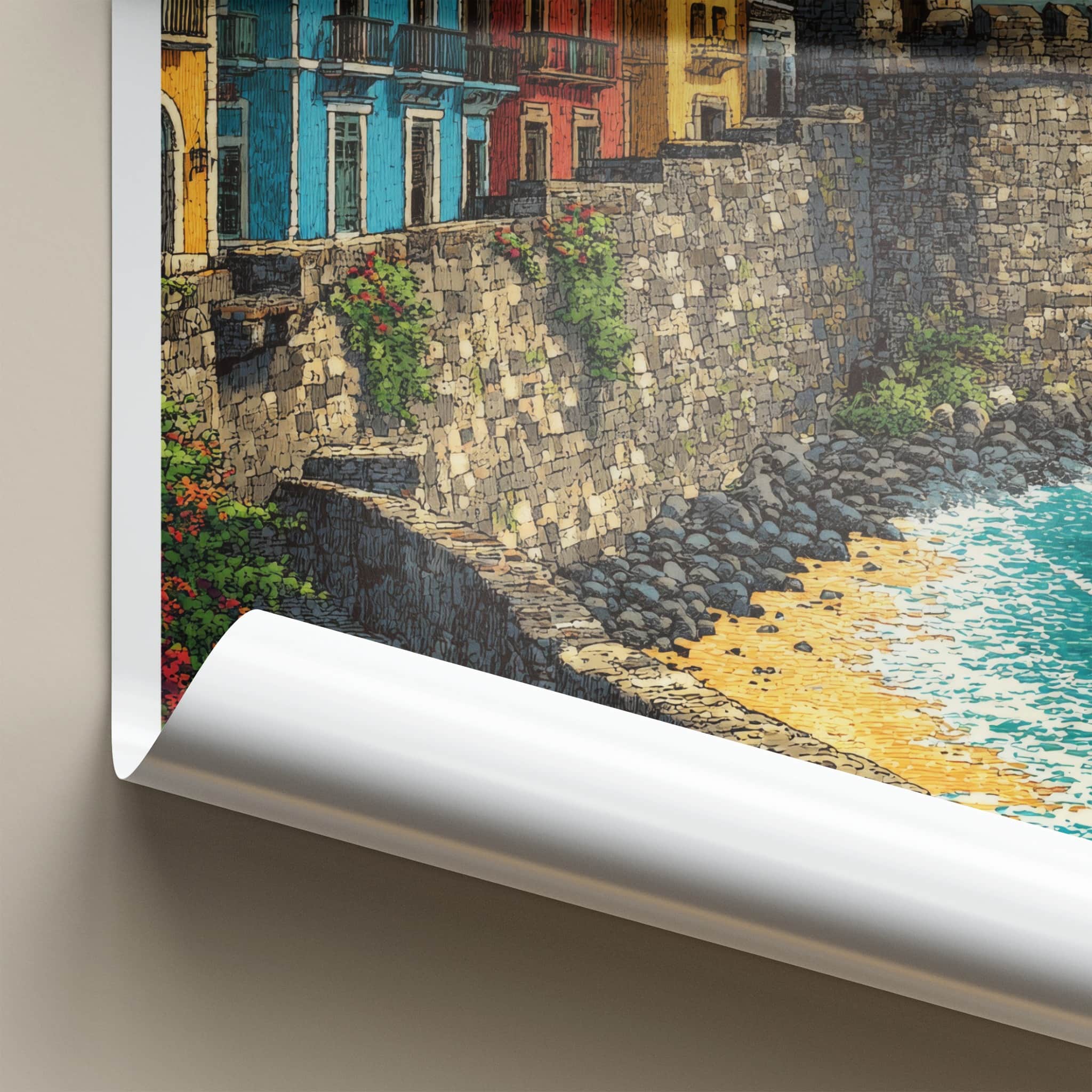 Viejo San Juan Poster Puerto Rico Coastal Fortress Wall Decor